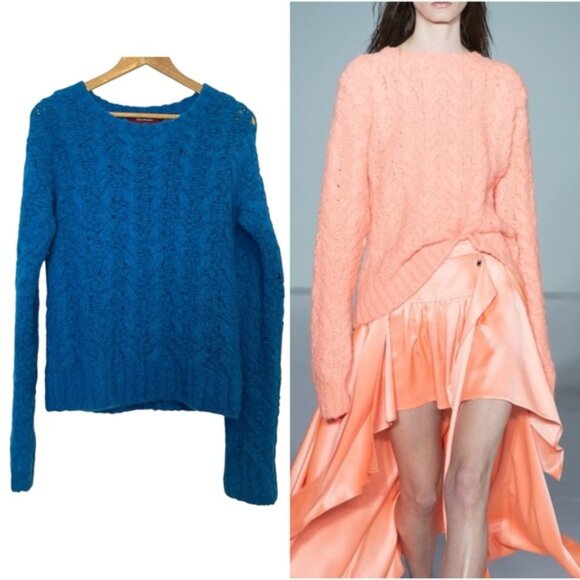 Sies Marjan Runway Sweater Casey Cable Knit Wool Alpaca Blue Chunky Designer XS - Picture 1 of 13